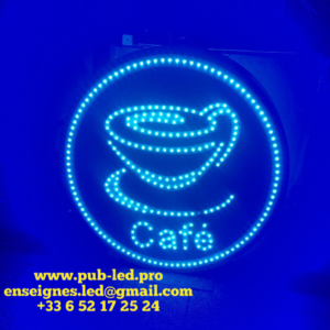ENSEIGNE LUMINEUSE LED RONDE POUR CAFÉ 60CM