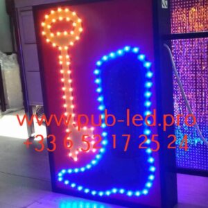 ENSEIGNE LUMINEUSE LED EXTERIEURE CORDONNERIE SERRURERIE AVEC ANIMATION 50x70CM