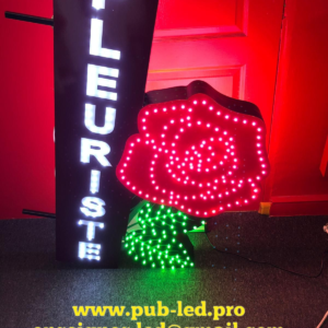 ENSEIGNE LED 100x70cm DOUBLE FACES “FLEURISTE” AVEC ANIMATION, TÉLÉCOMMANDE ET PRÊTE À INSTALLER