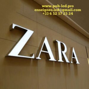ENSEIGNE BOÎTIERS LED 3D “ZARA” 40CM
