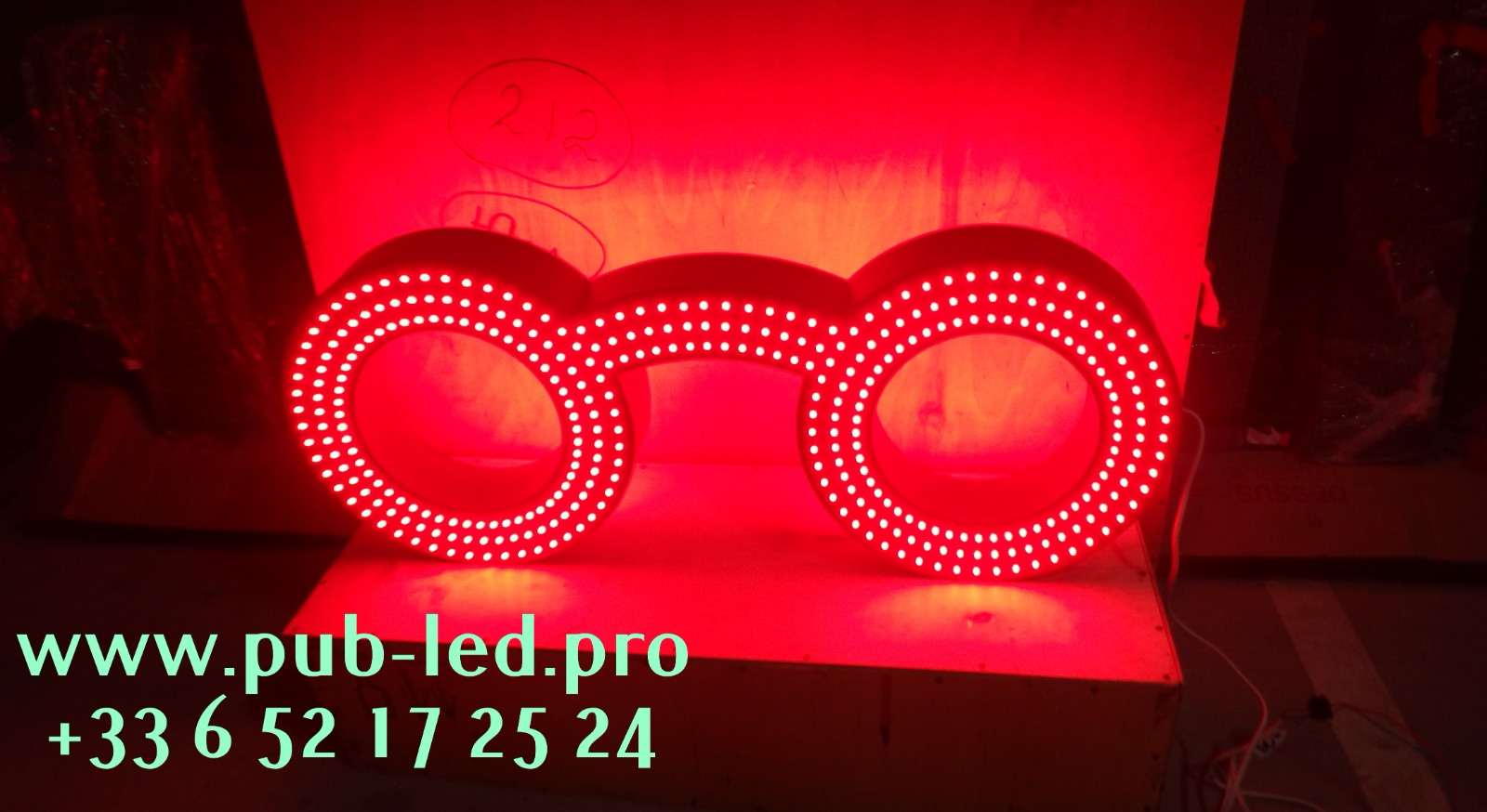 ENSEIGNE LED "LUNETTES" AVEC DOUBLE FACES ET ANIMATION EXTERNE 110X40cm – Image 6