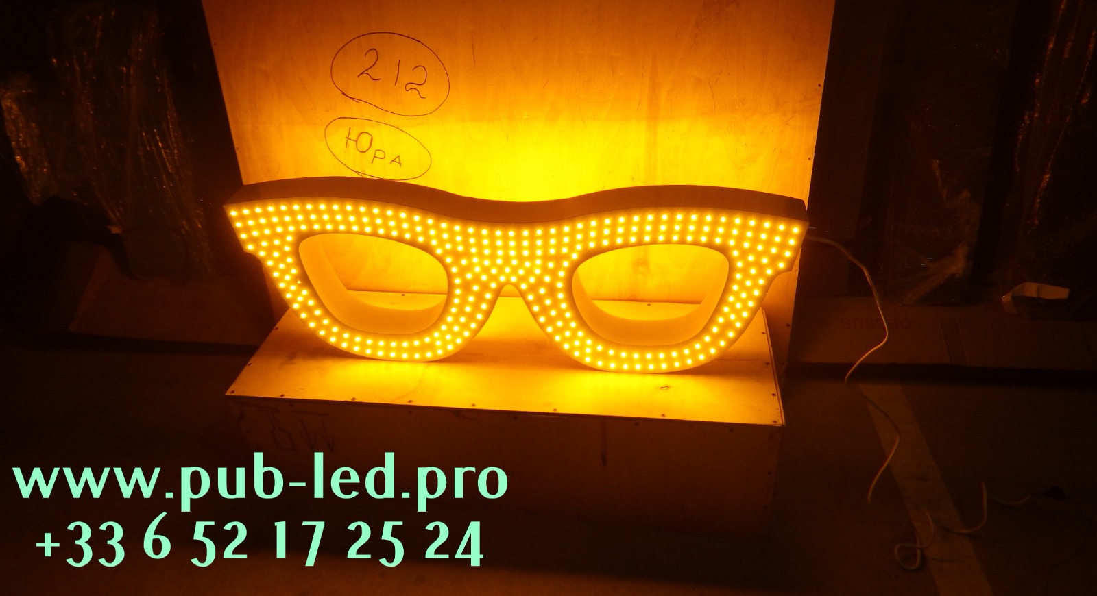 ENSEIGNE LED "LUNETTES" AVEC DOUBLE FACES ET ANIMATION EXTERNE 110X40cm – Image 7