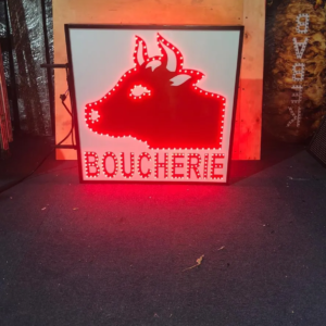 ENSEIGNE DE BOUCHERIE LED DOUBLE FACE EXTÉRIEURE 70x70cm