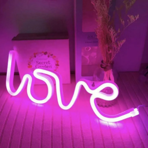 NÉON FLEX "LOVE" PERSONNALISÉ, ENSEIGNE LUMINEUSE AVEC COULEUR AU CHOIX, 25×10 CM