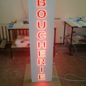 ENSEIGNE LED “BOUCHERIE” DOUBLE FACE 150x40cm AVEC ANIMATION ET TÉLÉCOMMANDE POUR MAGASIN EXTÉRIEUR