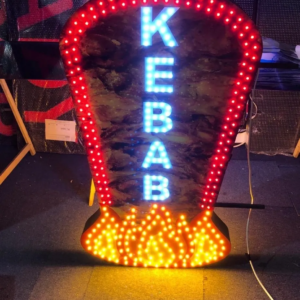 ENSEIGNE DÉCORATIVE LUMINEUSE LED DOUBLE FACE “KEBAB” EXTÉRIEURE 120X65cm
