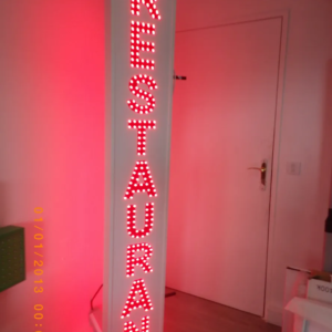 PANNEAU D'ENSEIGNE LED DOUBLE FACE “RESTAURANT” EXTÉRIEUR AVEC ANIMATION ET TÉLÉCOMMANDE 200X40CM