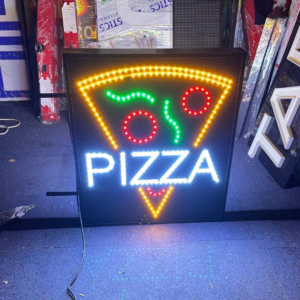 PANNEAU LUMINEUX ANIMÉ DOUBLE FACE “PIZZA” POUR VISIBILITÉ MAXIMALE 70×70 cm