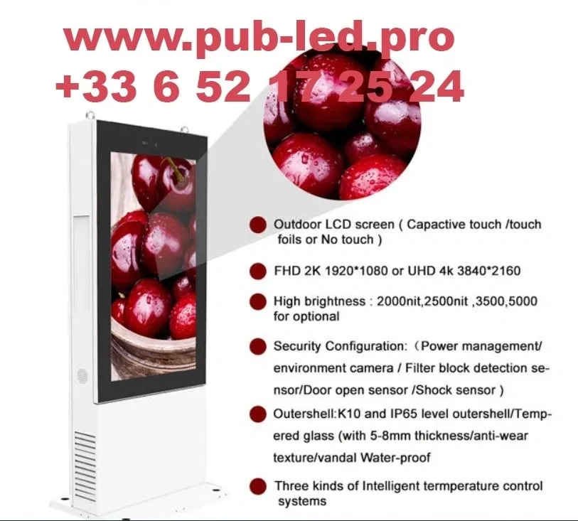 TOTEM MULTIMÉDIA LCD 55” POUR AFFICHAGE EXTÉRIEUR – Image 2