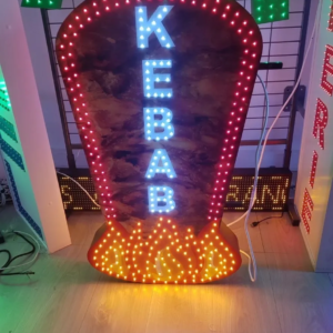 ENSEIGNE LED EXTÉRIEURE “KEBAB” DOUBLE FACE AVEC ANIMATION 90X50CM