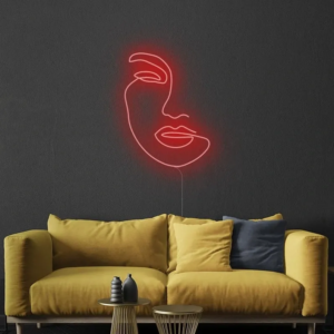 ENSEIGNE LUMINEUSE " VISAGE DE DAME" NÉON FLEX PERSONNALISÉE, CHOIX DE TAILLE ET COULEUR, de 55 cm et 80 cm