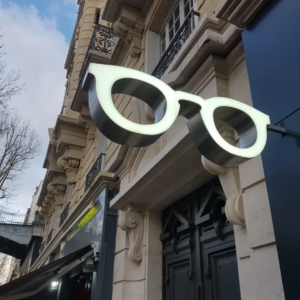 PANNEAU SIGNALÉTIQUE LED DOUBLE FACE “LUNETTES” AVEC ANIMATION 110X40cm