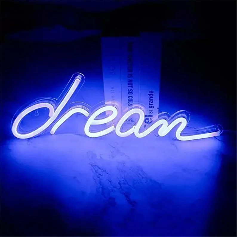 NÉON FLEX "DREAM" PERSONNALISÉ, ENSEIGNE LUMINEUSE AVEC COULEUR AU CHOIX, 46×15 CM – Image 2