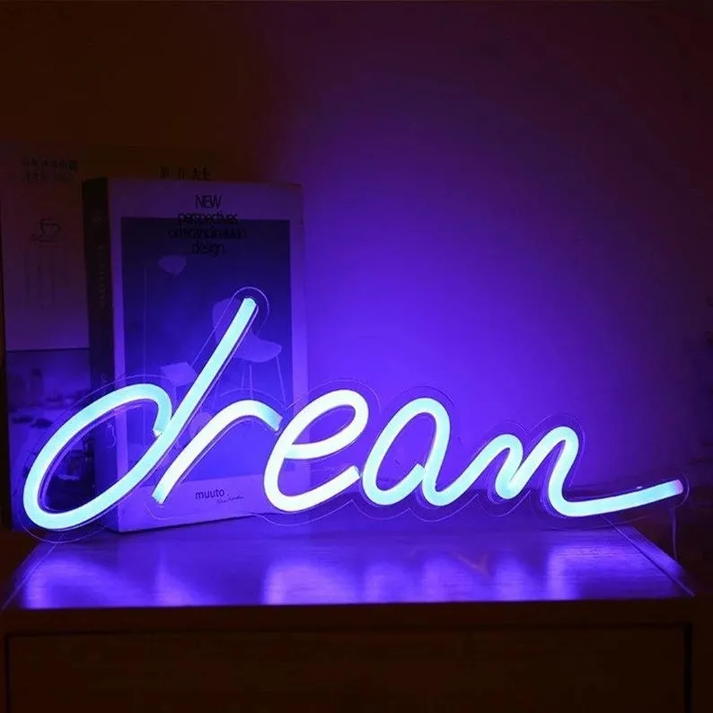 NÉON FLEX "DREAM" PERSONNALISÉ, ENSEIGNE LUMINEUSE AVEC COULEUR AU CHOIX, 46×15 CM – Image 3