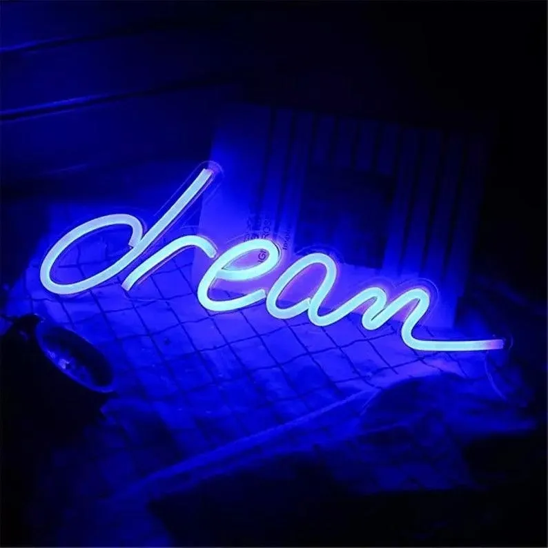 NÉON FLEX "DREAM" PERSONNALISÉ, ENSEIGNE LUMINEUSE AVEC COULEUR AU CHOIX, 46×15 CM – Image 4