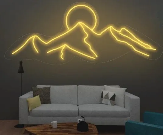 ENSEIGNE LUMINEUSE "MONTAGNE" NÉON FLEX PERSONNALISÉE, CHOIX DE TAILLE ET COULEUR
