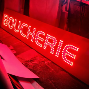 ENSEIGNE LED BOUCHERIE PIQUE UNE FACE 200x50cm EXTERNE À INSTALLER