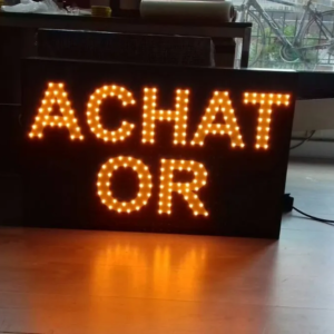 ENSEIGNE DE BIJOUTERIE LED ACHAT OR DOUBLE FACE EXTÉRIEURE 90x70cm