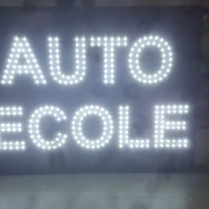 PANNEAU LED DOUBLE FACE "AUTO ECOLE" AVEC ÉCLAIRAGE DYNAMIQUE ET TÉLÉCOMMANDE 90X70 CM