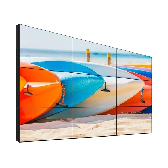 MUR VIDÉO 4K GRAND FORMAT, STRUCTURE 3×3, 9 ÉCRANS 65 POUCES