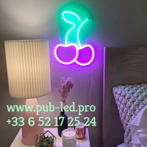 ENSEIGNE LUMINEUSE "CERISE" NÉON FLEX PERSONNALISÉE, CHOIX DE TAILLE ET COULEUR, de 27 cm et 38 cm