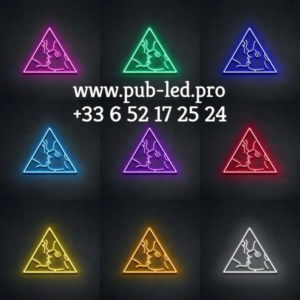 ENSEIGNE LUMINEUSE "BISOU TRIANGLE" NÉON FLEX PERSONNALISÉE, CHOIX DE TAILLE ET COULEUR, de 60 A 101 cm