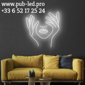 ENSEIGNE LUMINEUSE "VISAGE NÉON" NÉON FLEX PERSONNALISÉE, CHOIX DE TAILLE ET COULEUR, de 55 cm et 78 cm