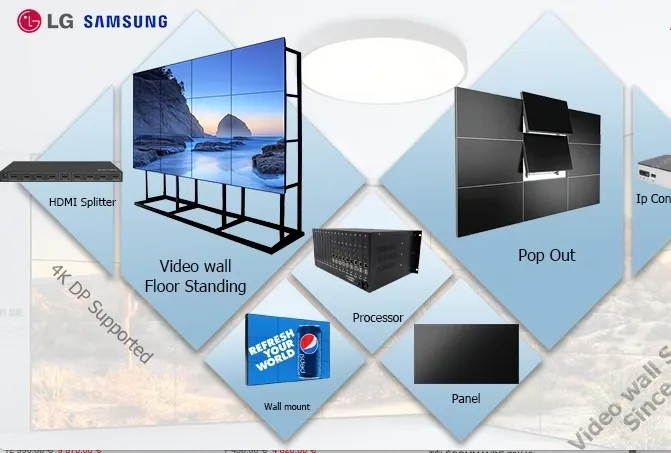 MUR VIDÉO 4K GRAND FORMAT, STRUCTURE 3×3, 9 ÉCRANS 86 POUCES – Image 2