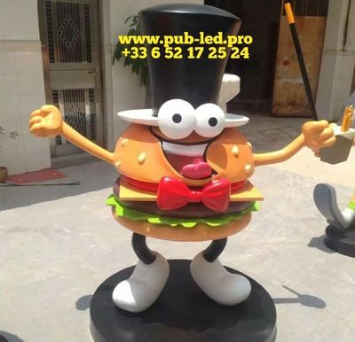 SCULPTURE RÉSINE DÉCORATIVE – HAMBURGER STYLE CARTOON POUR INTÉRIEUR – Image 6