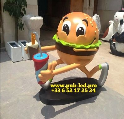 SCULPTURE RÉSINE DÉCORATIVE – HAMBURGER STYLE CARTOON POUR INTÉRIEUR – Image 5