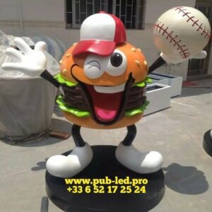 SCULPTURE RÉSINE DÉCORATIVE – HAMBURGER STYLE CARTOON POUR INTÉRIEUR