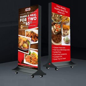 Stop Trottoir lumineux extérieur LED rechargeable "Light Box" double face format 80x150cm