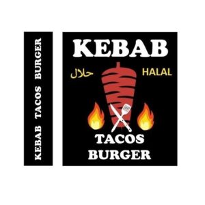 ENSEIGNE LUMINEUSE LED ANIMÉE DOUBLE FACES “KEBAB TACOS BURGER” AVEC TÉLÉCOMMANDE